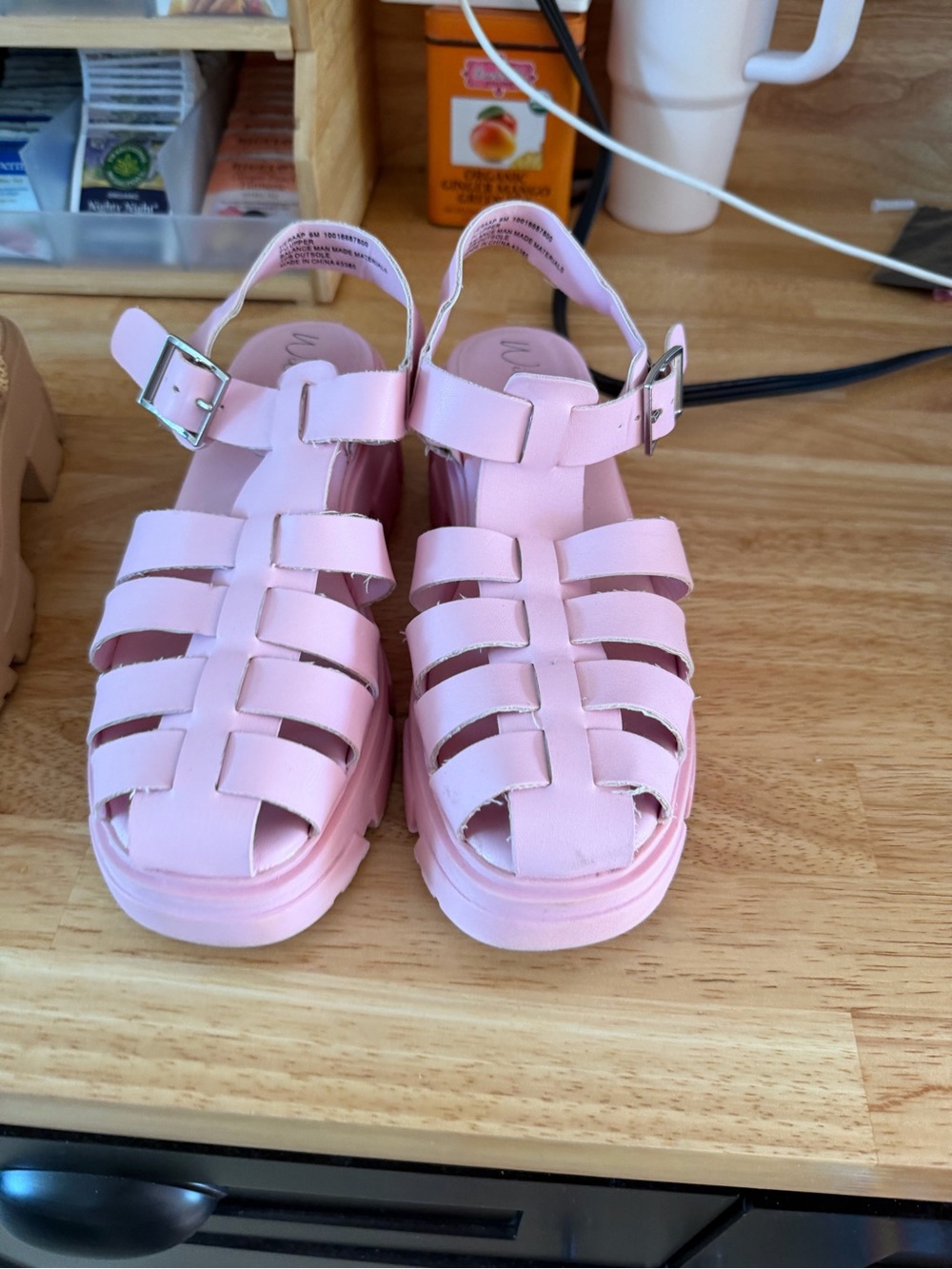 Wild Pair Pink Platform Fisherman Sandals